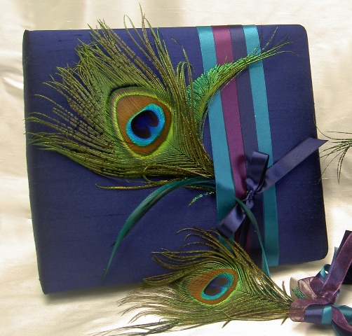 Navy Blue Peacock Guest Book
