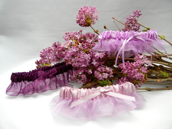 Lavender purple and eggplant garters