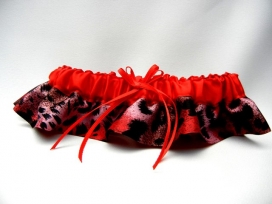 Red Satin Animal Print Garter