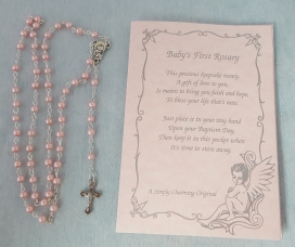 Pink Rosary with Baby's First Rosary Poem