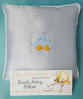 Blue Tooth Fairy Pillow w/ Crochet  Car