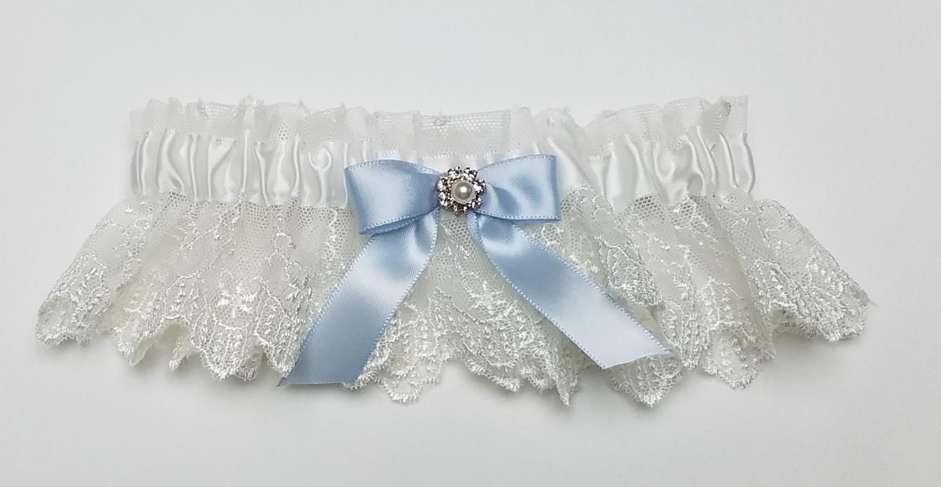 Ivory Lace w/ Light Blue Bow