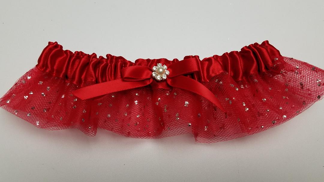 Red Sparkle Tulle Garter