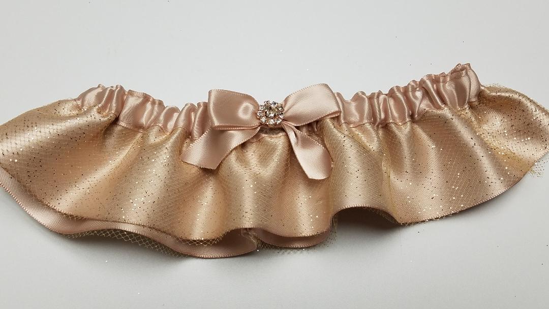Rose Gold with Gold Tulle Garter