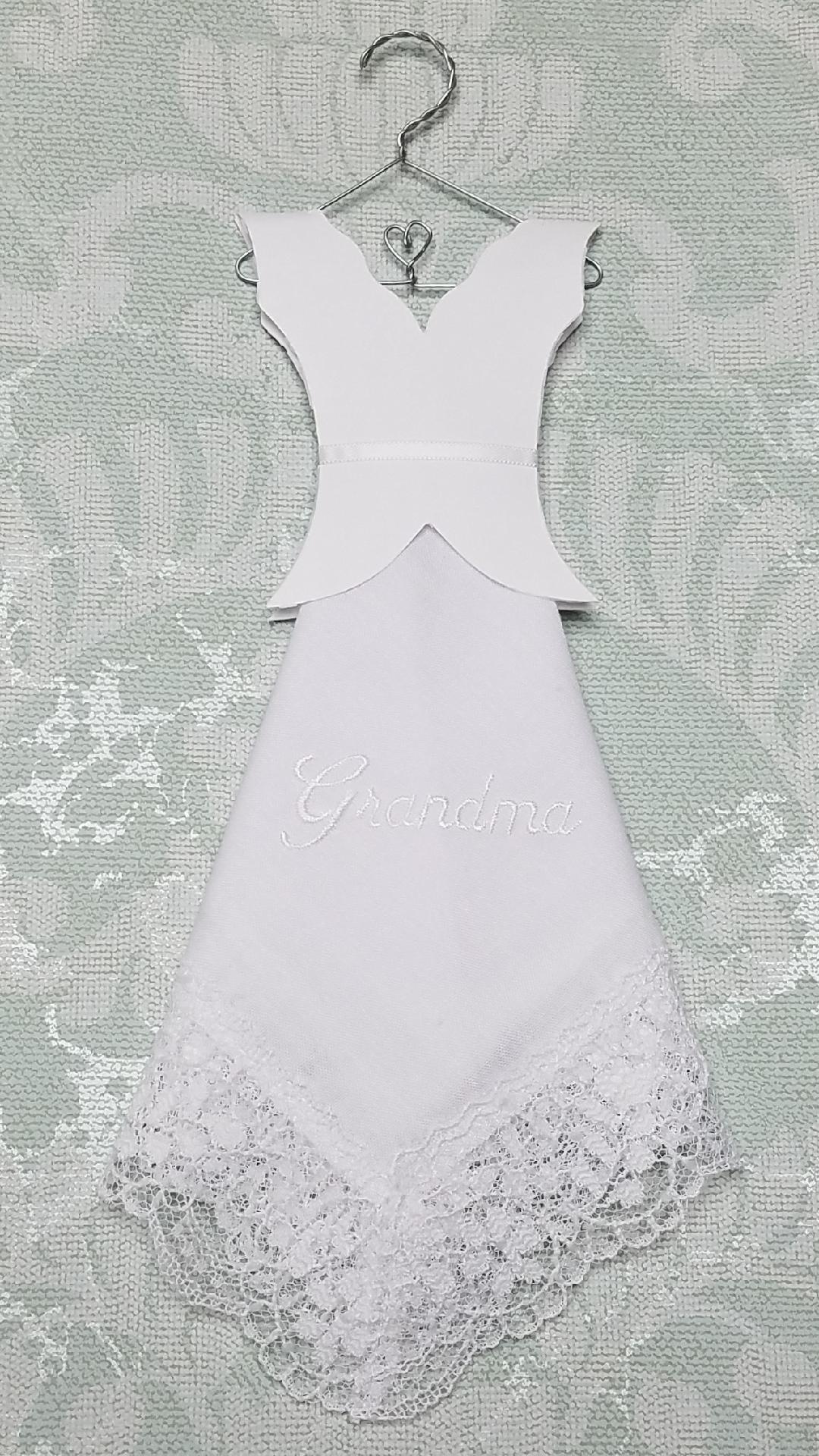 Wedding Dress Bridal Hanky- Grandma