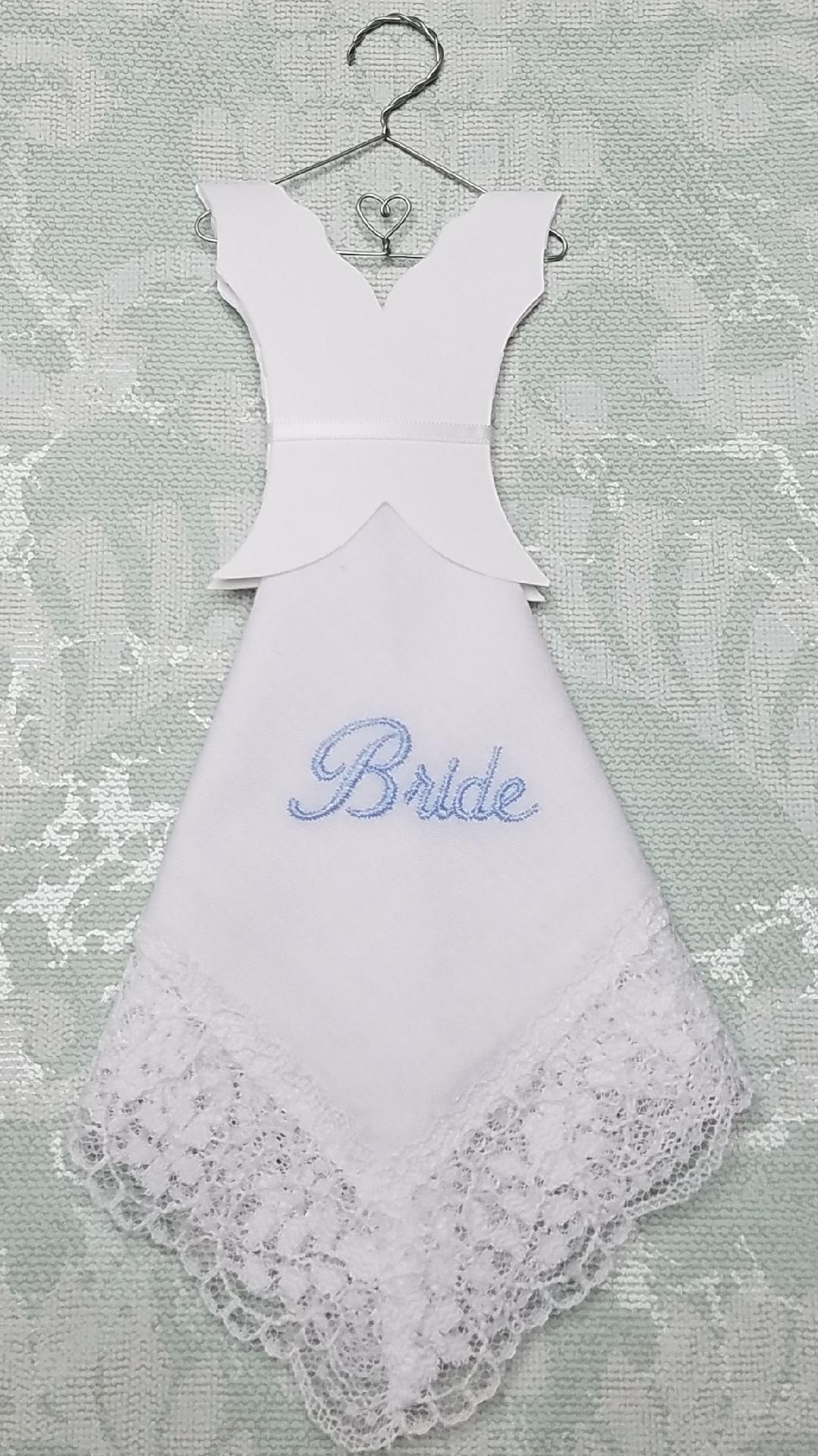 Wedding dress hanky- Bride in Blue