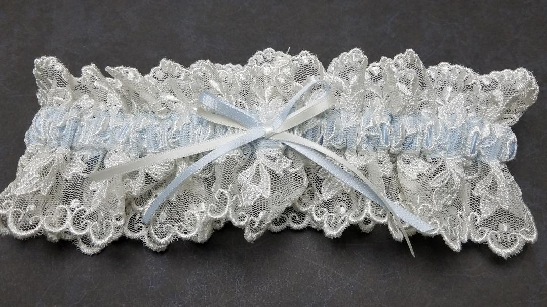 Lace Garter with Blue Ribbon