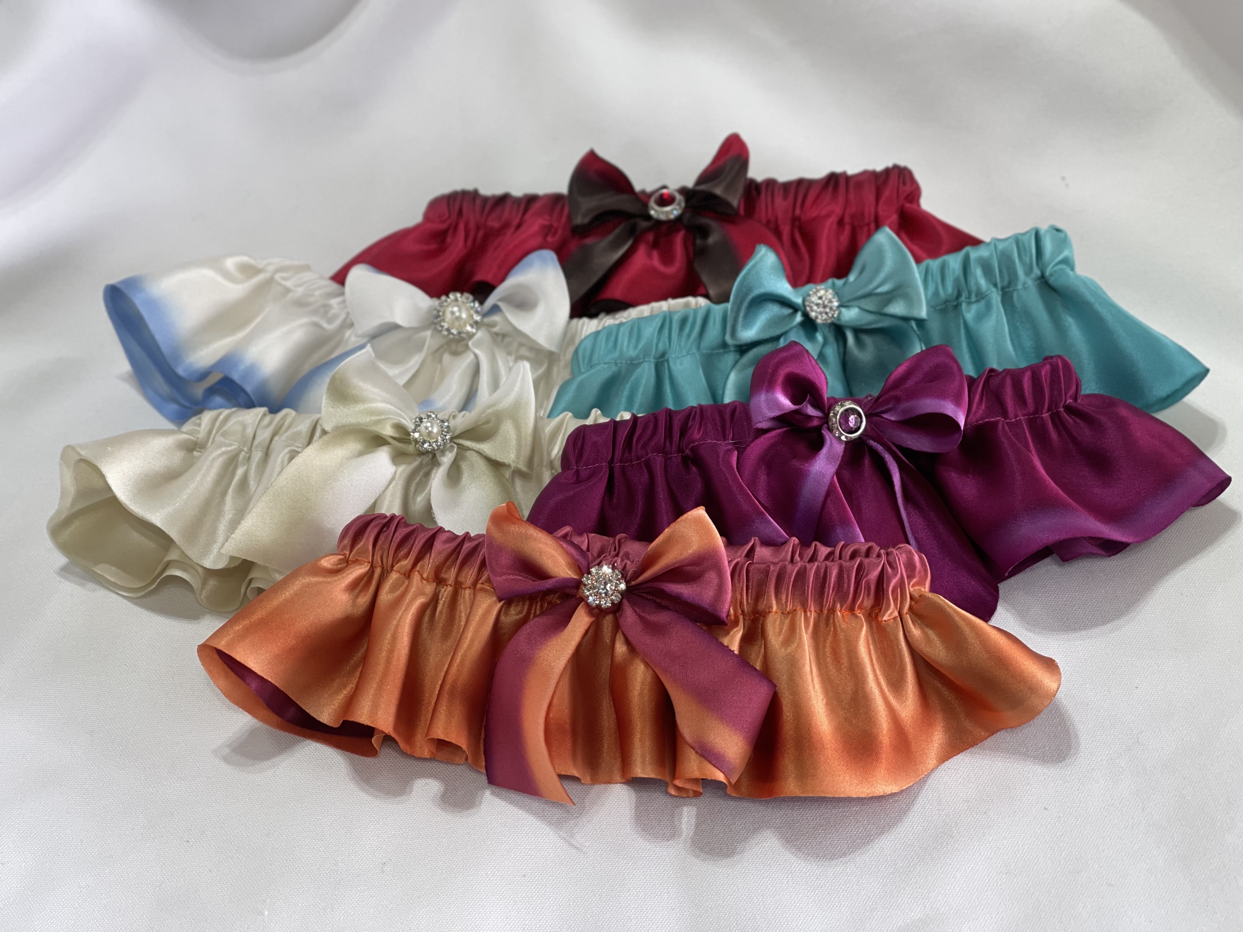 Set of 6 Hand-Dyed Silk Garters
