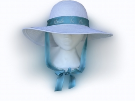 Teal "Bride To Be" Straw Hat
