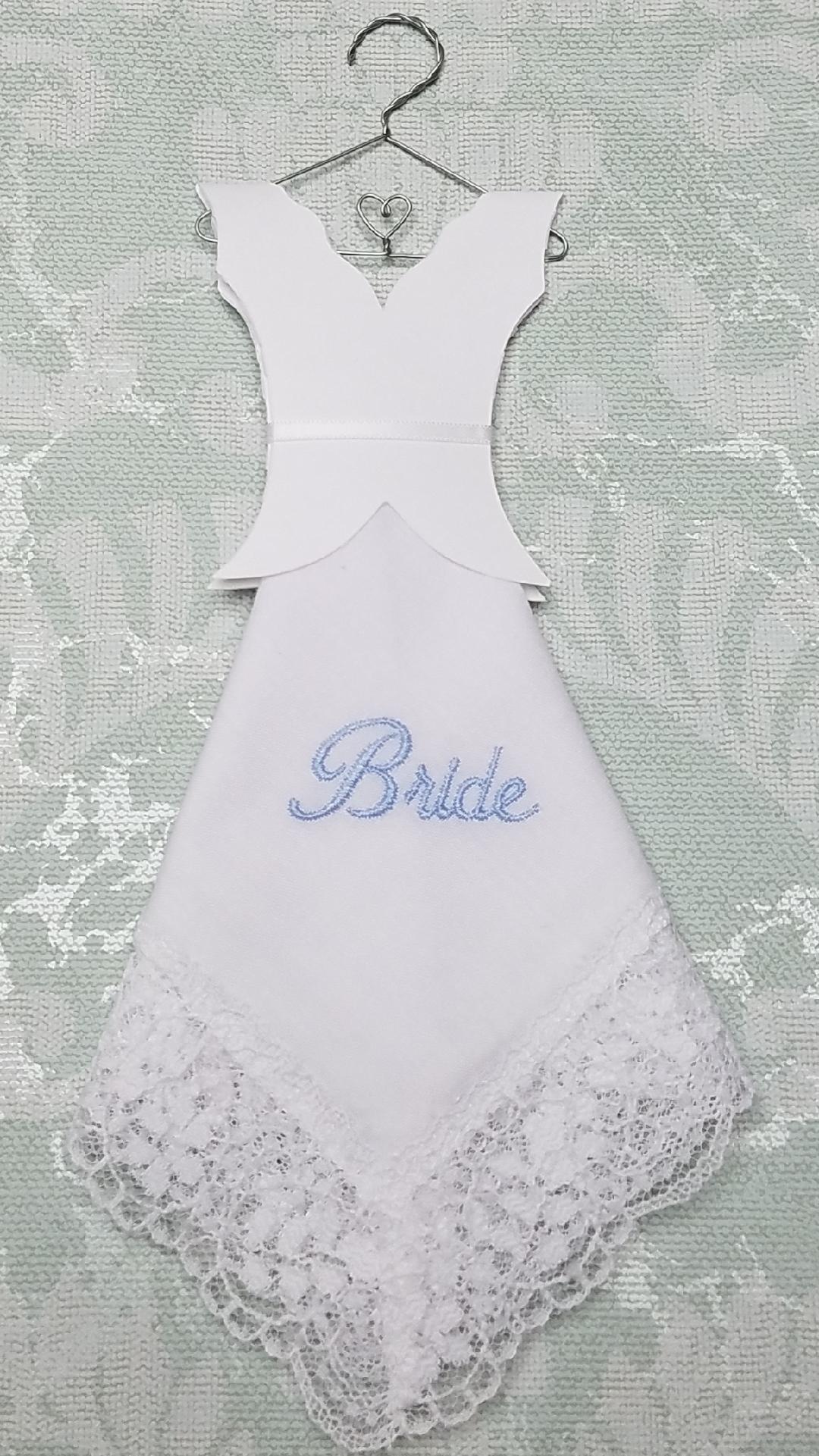 Wedding dress hanky- Bride in Blue