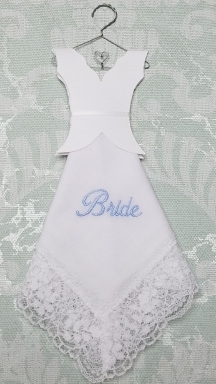 Wedding dress hanky- Bride in Blue