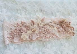 Blush and Rose gold stretch lace Garter