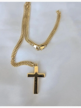 Gold-plated Cross pendant + 20" chain