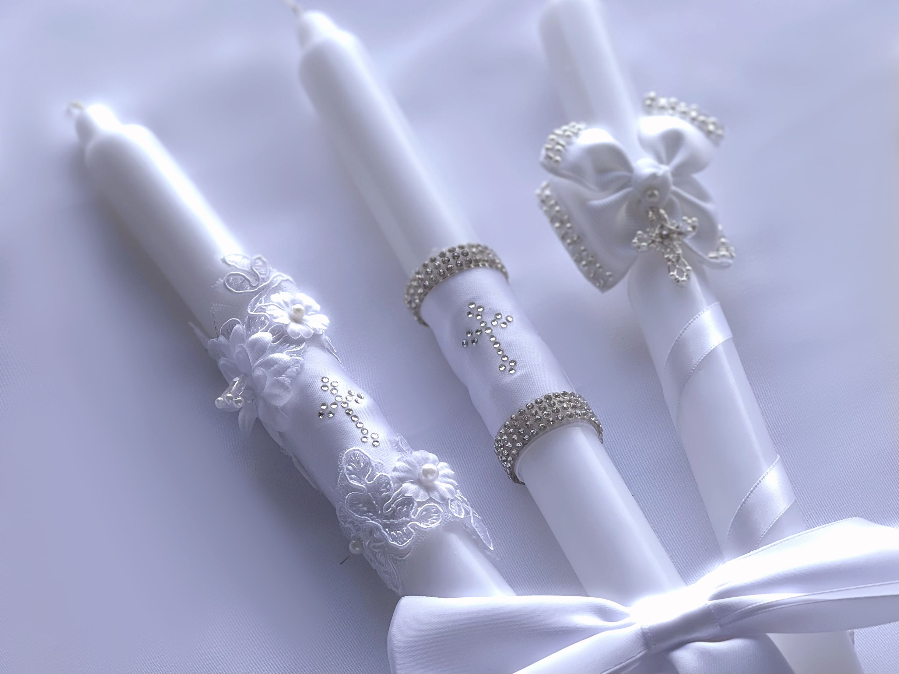 Set of 3 assorted White candles