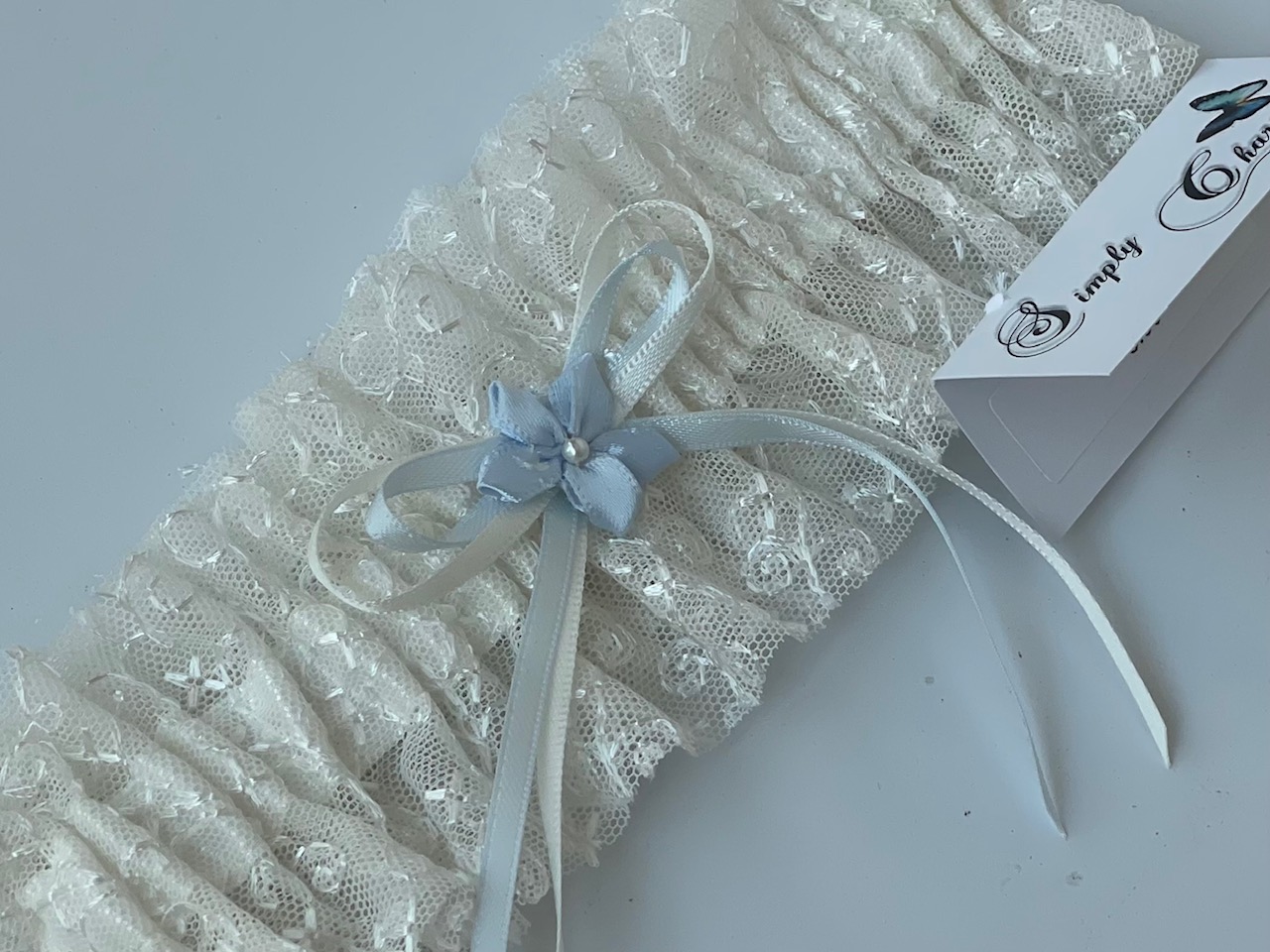 Ivory Embroidered soft Tulle Garter