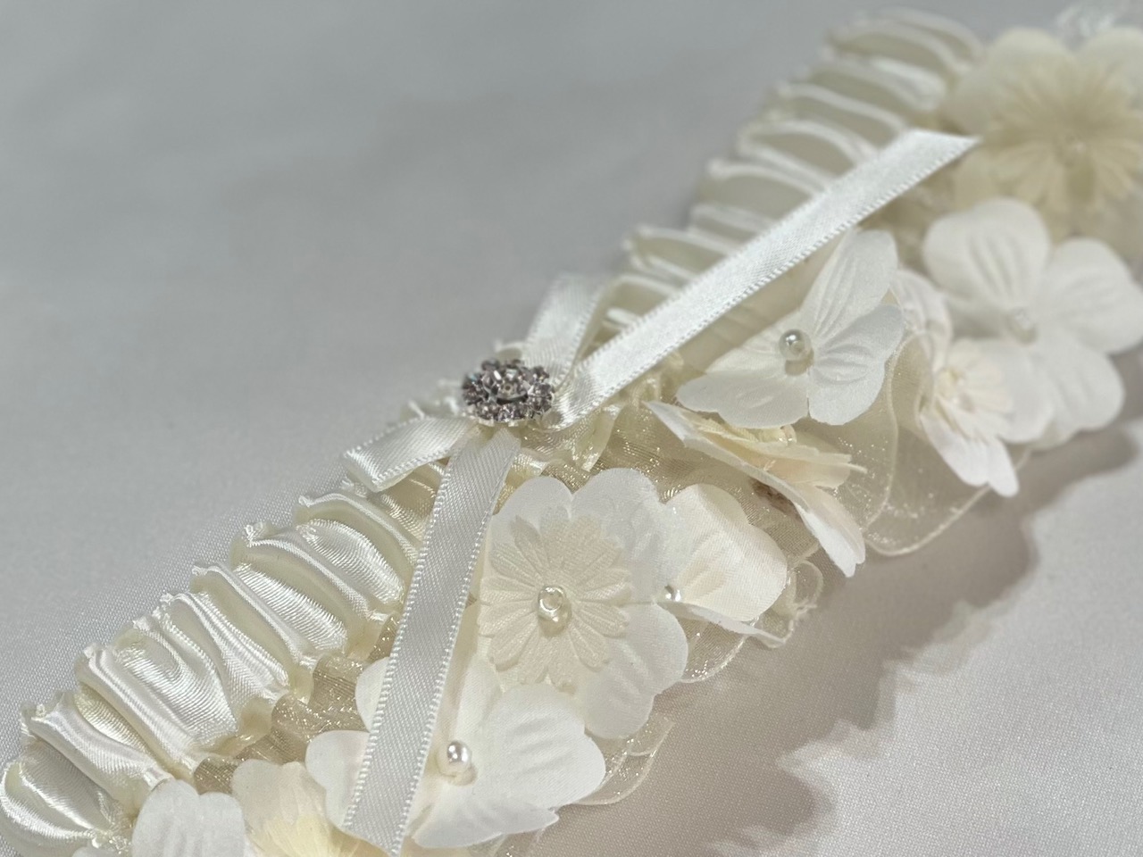 Ivory Floral Organza Garter