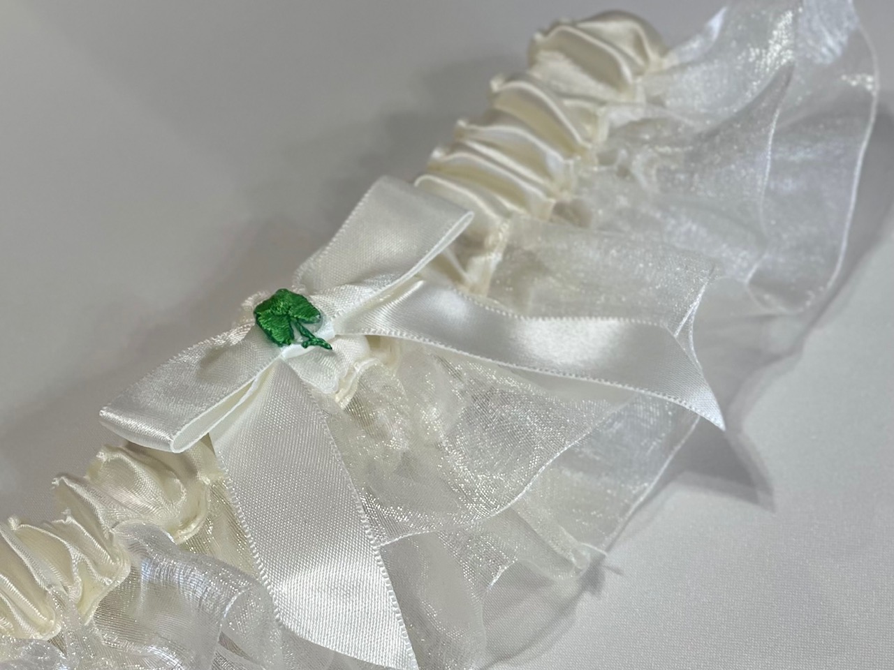 Ivory Organza Garter w/ Shamrock