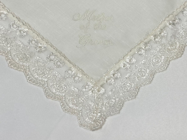Ivory Linen "Mother of the Groom" hanky