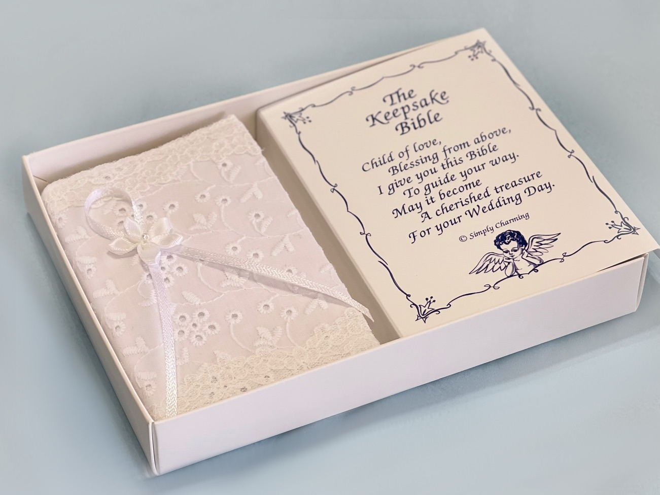 White Eyelet Keepsake Baby Bible