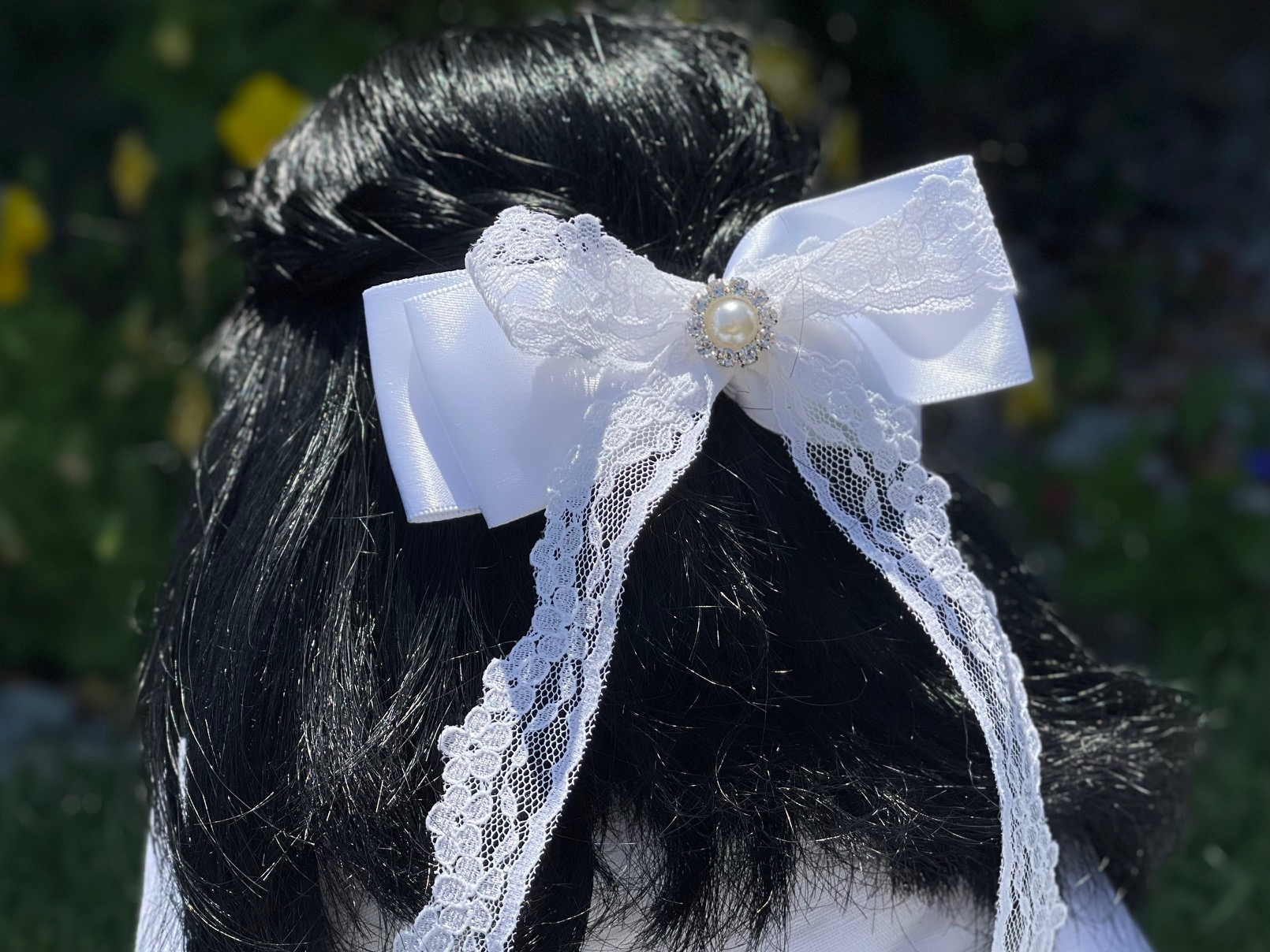 Pack of 2 White Lace Hair Bow Clips