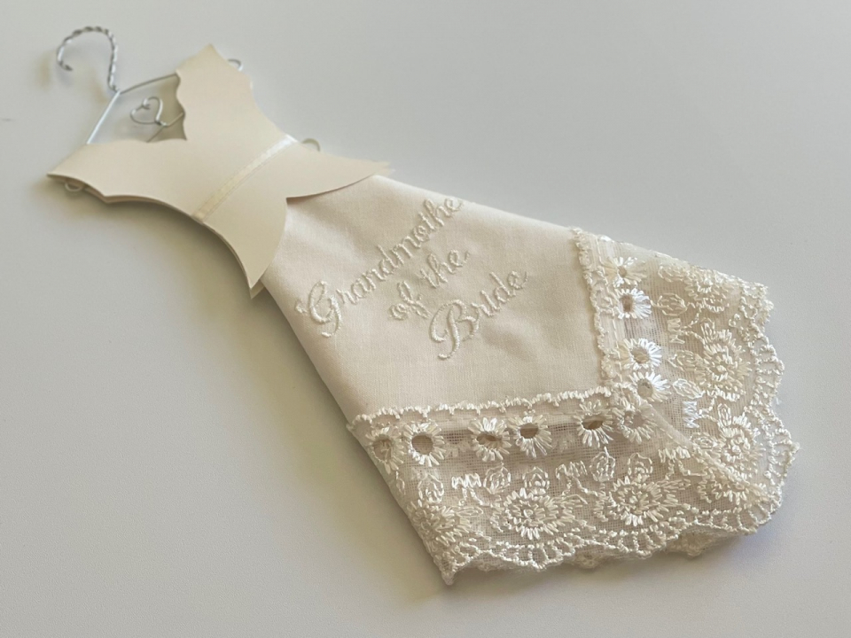 Ivory "Grandmother of the Bride" Wedding Dress Hanky