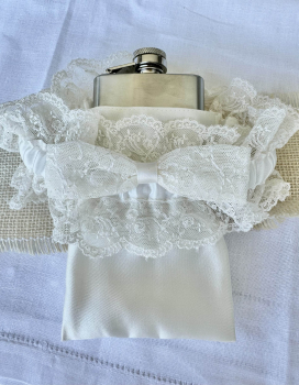 Flask Garter with Ivory Lace and Bow