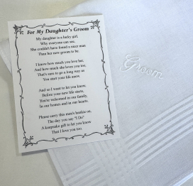 "For My Daughter's Groom" Hanky and Poem