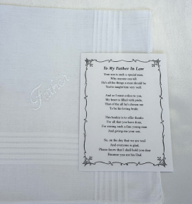 To My Father In Law Hanky w/ Poem