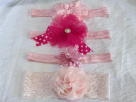 4-Pack of Pink Baby Headbands Special