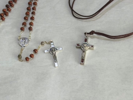 Olive Wood Rosary & Necklace Set