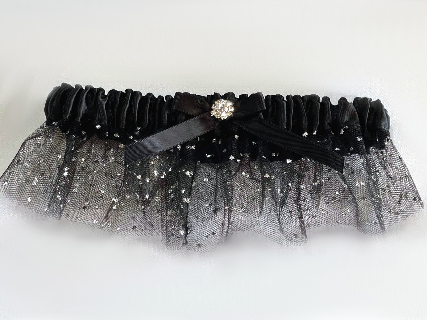 Black Sparkle Tulle Garter