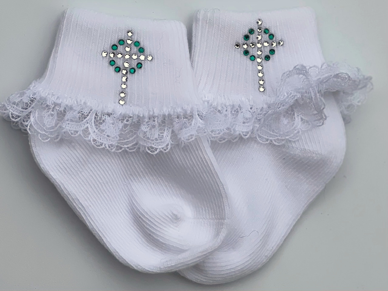Baby Socks w/Our Fine Celtic Crystal Cross