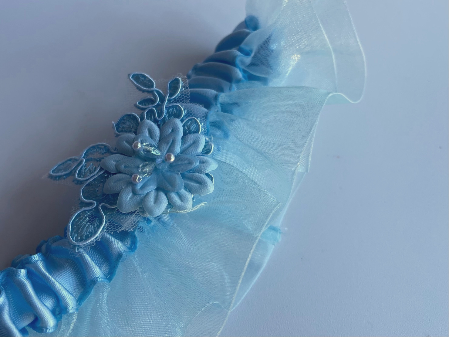 Light Blue Garter w/ Flower Accent