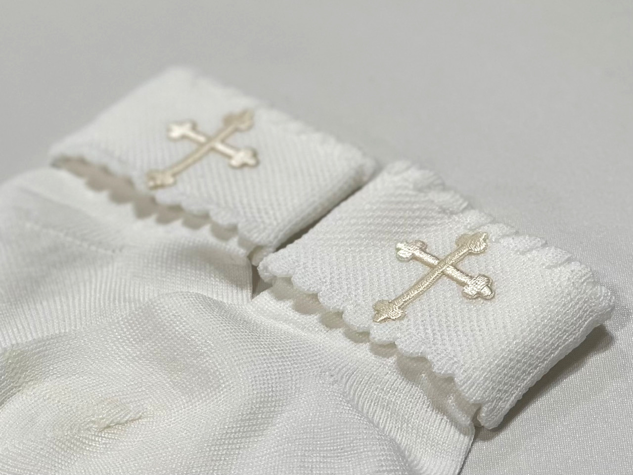 Unisex Baby Ivory Socks w/ Cross