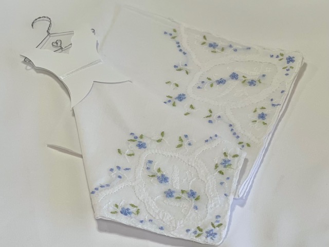 Blue Flower Embroidered Hanky