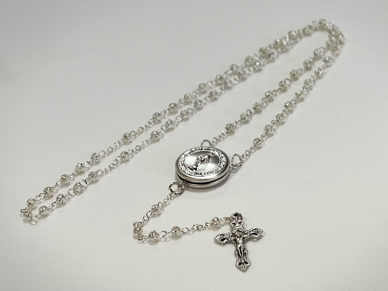 *Silver Filigree Locket Rosary