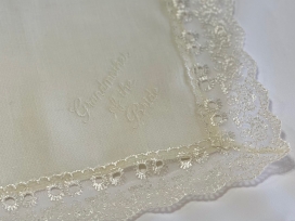 Ivory Linen "Grandmother of the Bride" Hanky