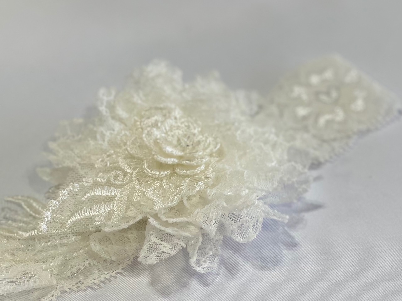 Antique White Lace & Crystal Headband