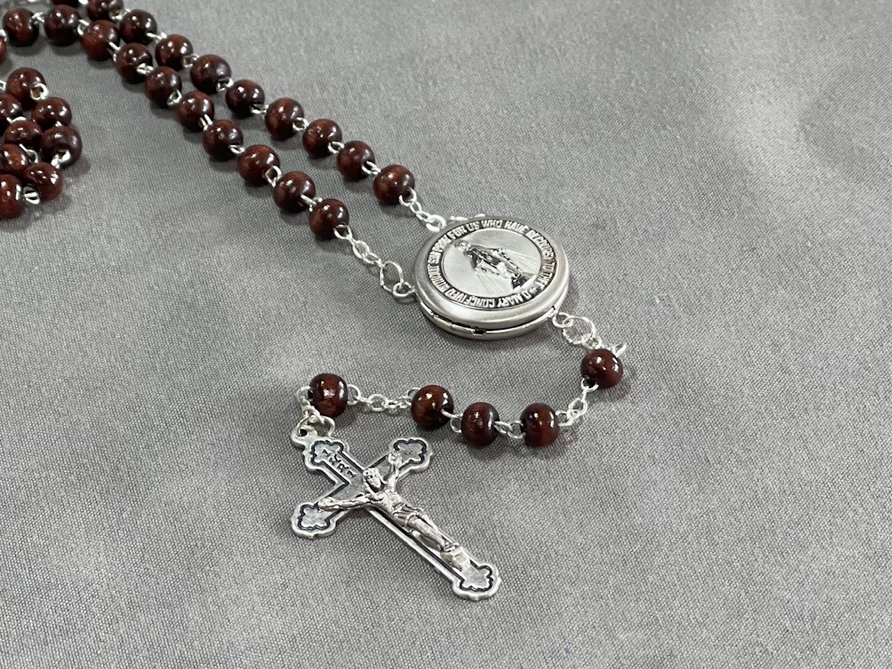 Wood Locket Rosary