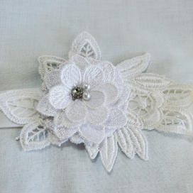 Baby Headband with White Flower Design