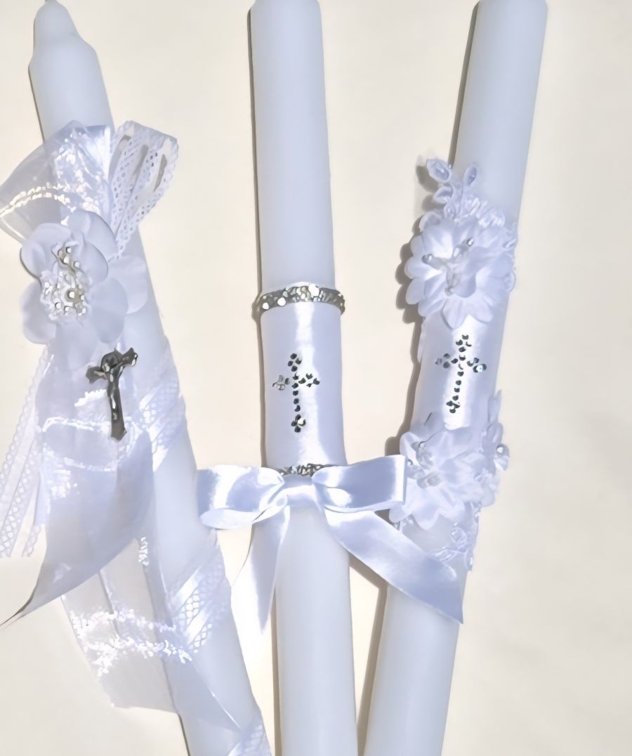 Set of 3 assorted White candles