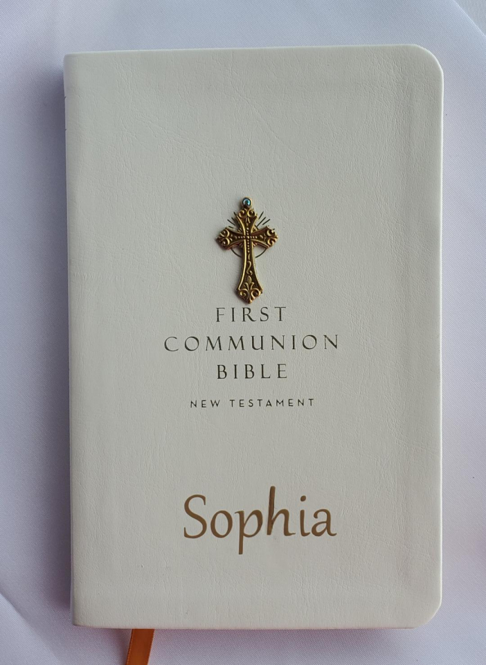 First Communion Bible with Gold Cross