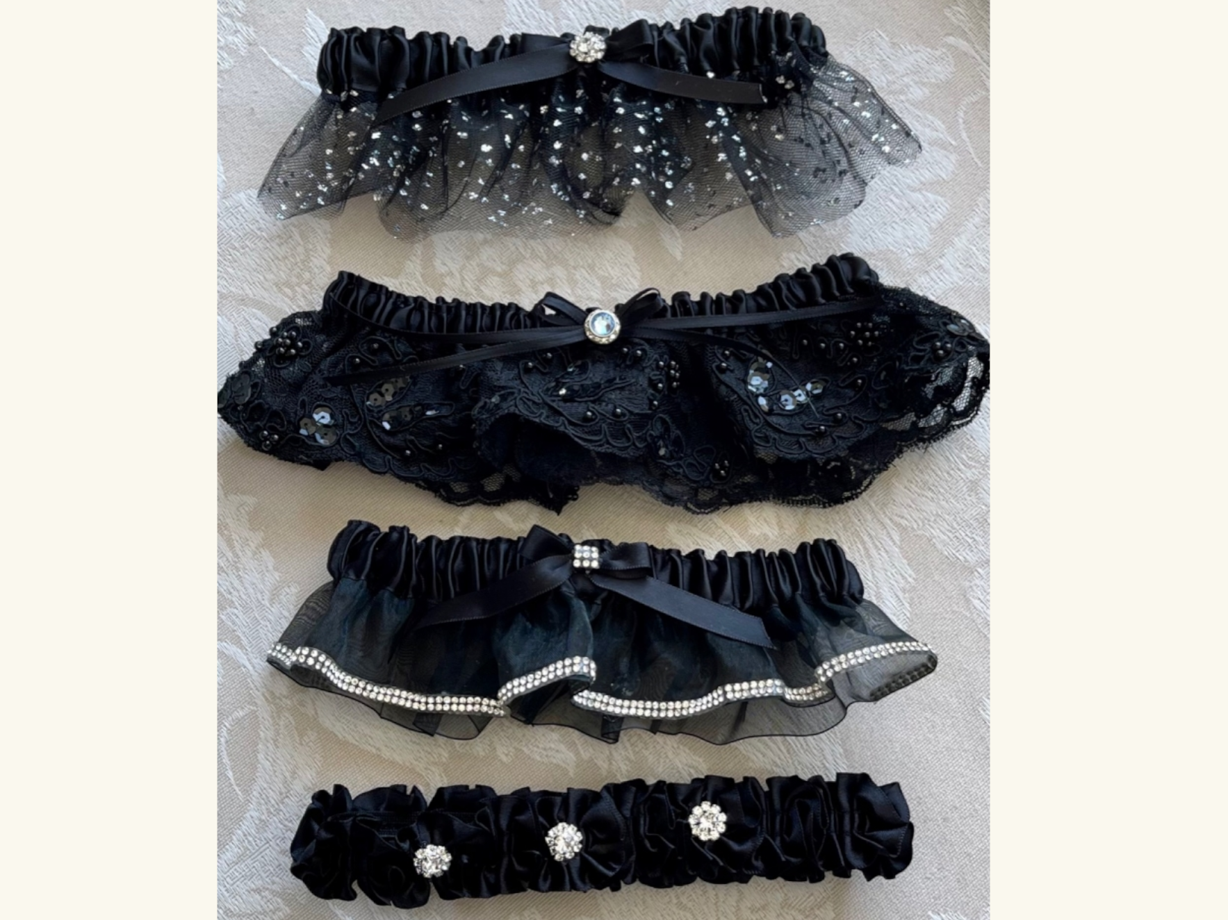 Set of 4 Black Garters