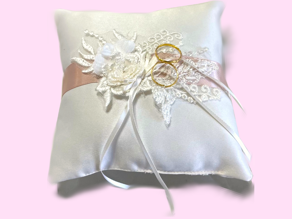 Ring Pillow w/ Flower and Ribbon