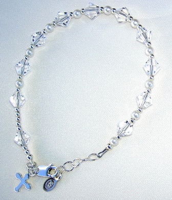 Crystal Rosary Bracelet with Sterling Cross