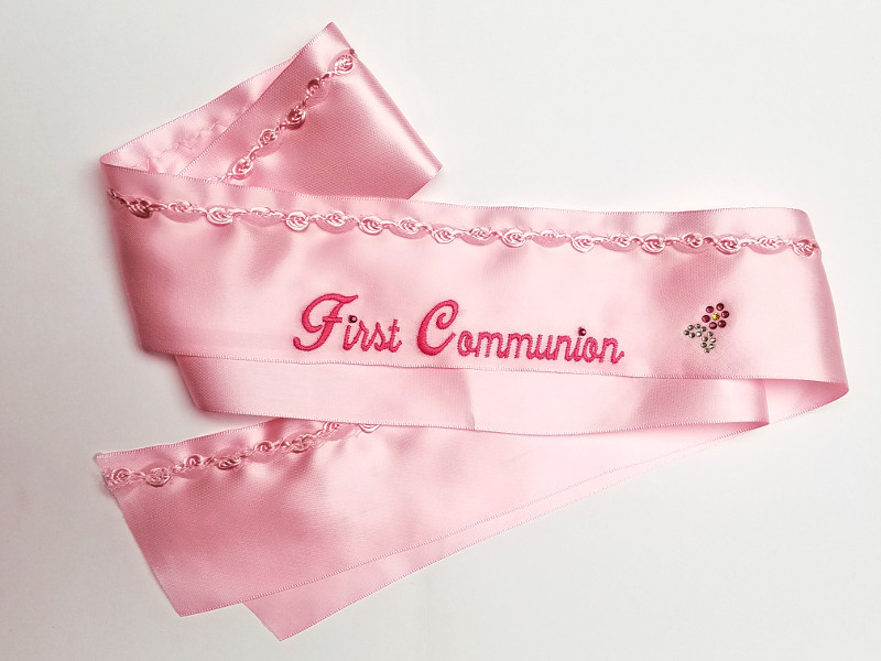 Pink First Communion Sash
