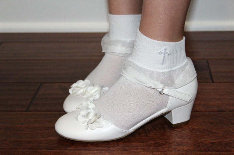 Girl's First Communion Lace Socks w/Cross