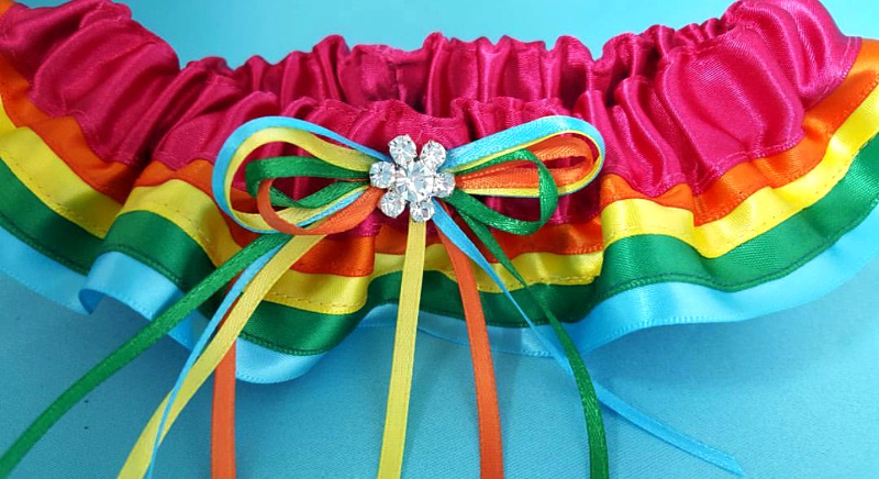 Satin Garter With Fiesta Colors