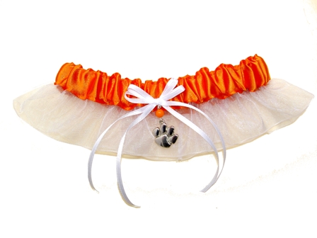 Clemson University Inspired Garter with Licensed Collegiate Charm