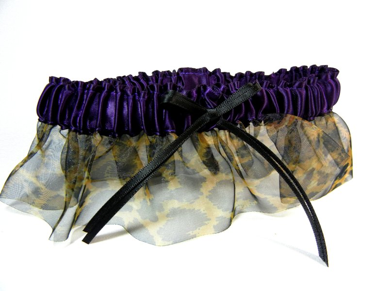 Animal Print Garter with Eggplant Band